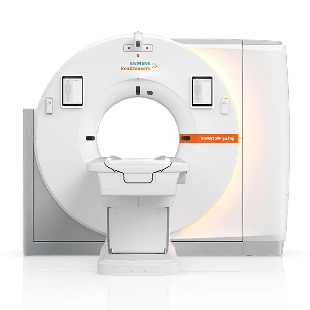 Siemens Healthineers mobile CT scanner with patient table