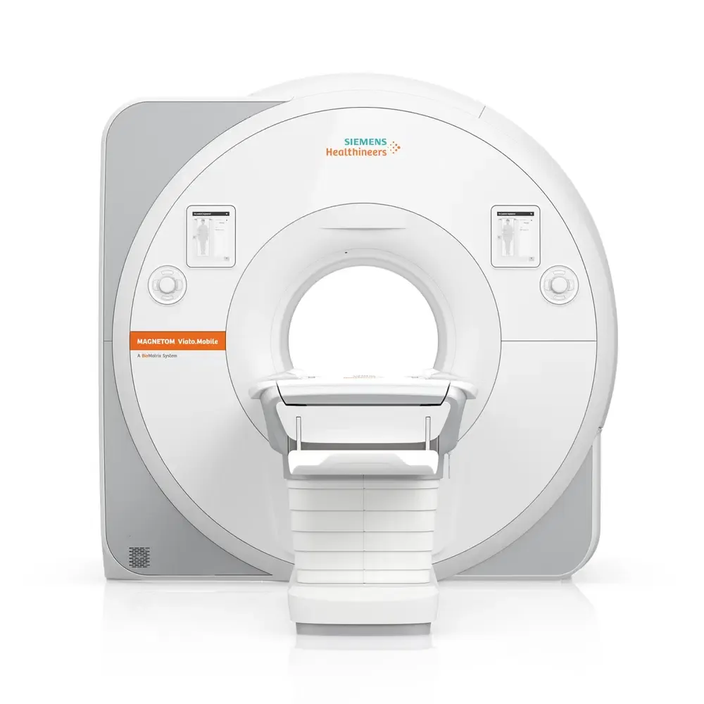Siemens Healthineers MAGNETOM Viato.Mobile MRI scanner with patient table