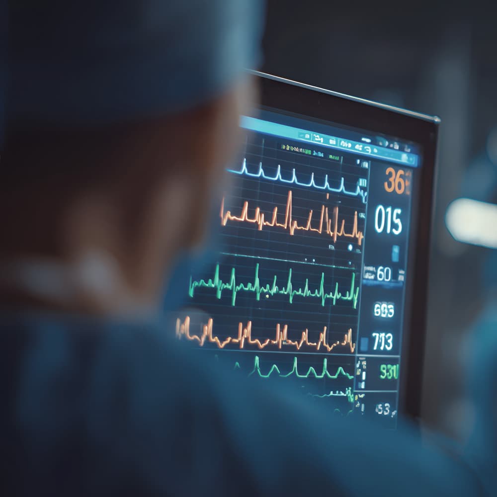 Patient monitoring display in use during clinical care
